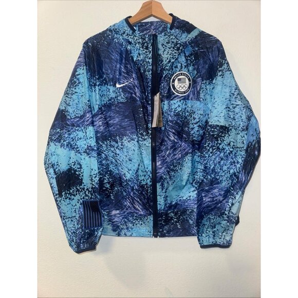Nike ACG Olympic Team USA Women Medium Windbreaker Jacket Blue New With Tag - Picture 5 of 6